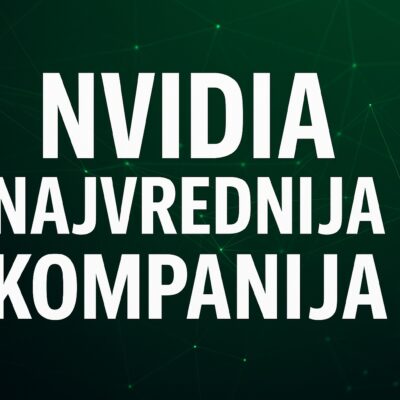 Nvidia najvrednija kompanija grafika sa belim tekstom na zelenoj pozadini