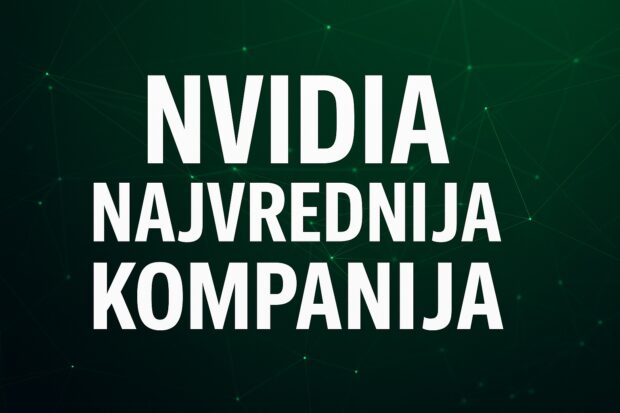 Nvidia najvrednija kompanija grafika sa belim tekstom na zelenoj pozadini